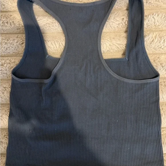 Honey Peach Ribbed Racerback Crop Tank – Slate Blue – Size Small - Picture 4 of 7